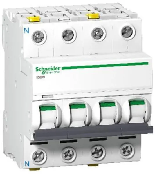 Schneider Electric Acti9 iC60N 3P-N 16A Dubbel terminal C-karakteristik 6/10kA 230V Bredd 72mm