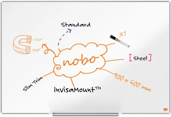 Nobo Impression Pro ståltavla whiteboard 90x60cm vit